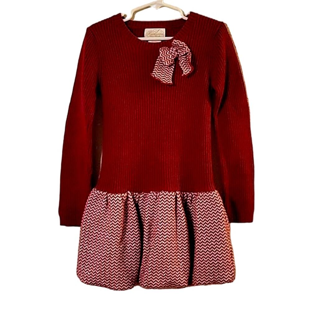Hierloom's by Polly Flinders Girl's Red Sweater Dress‎ Size L